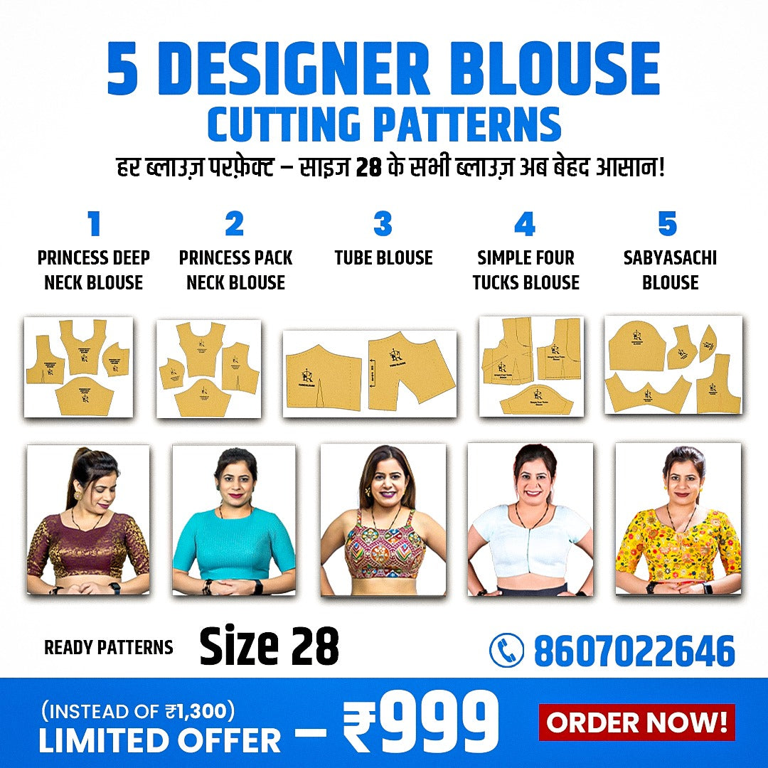 28 size, 5 Premium Blouse Patterns