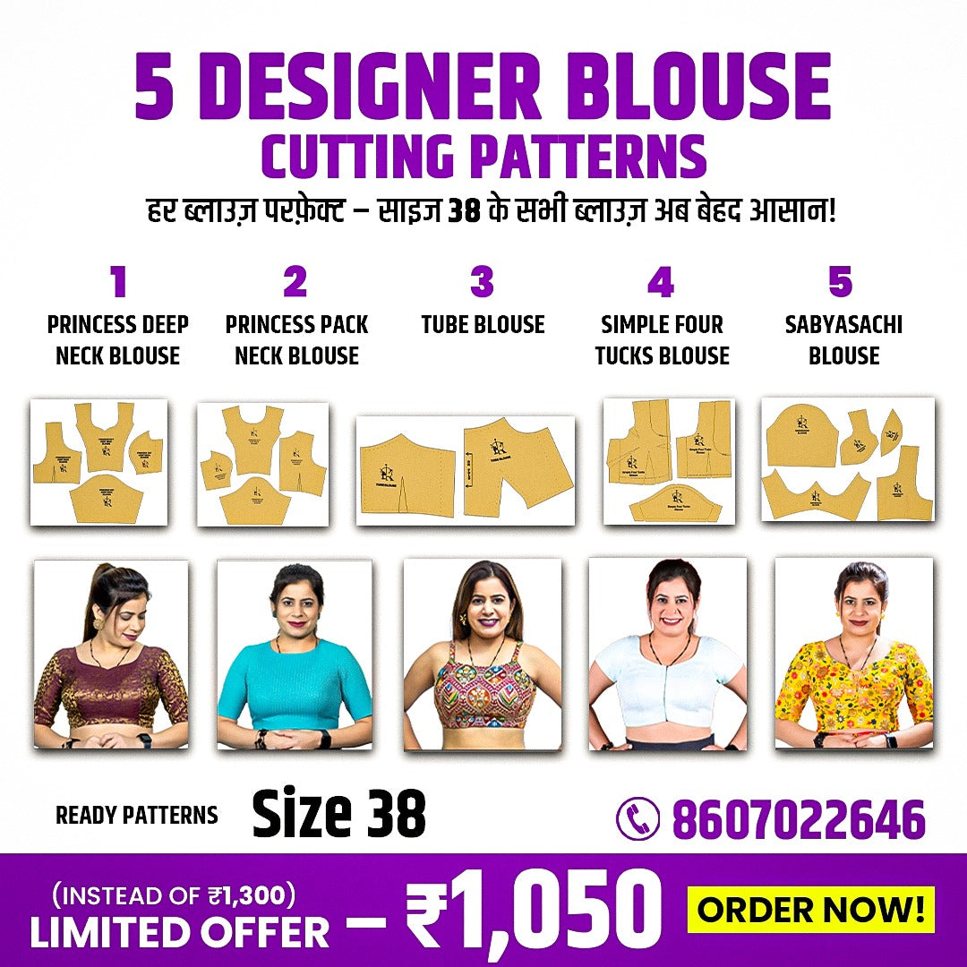 38 size, 5 Premium Blouse Patterns