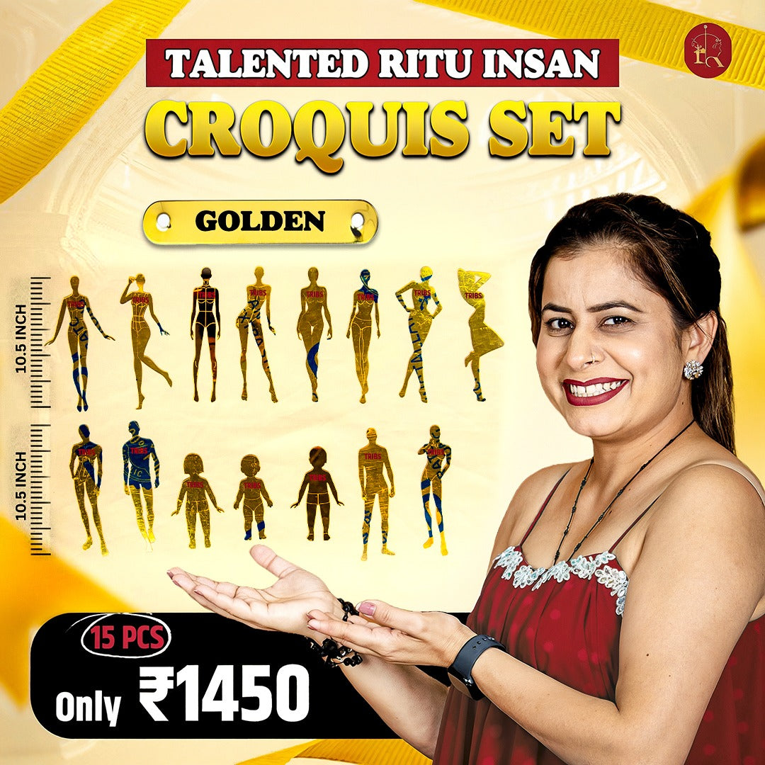 Talented Ritu Insan Croquis Set (Golden) – 15 Pieces