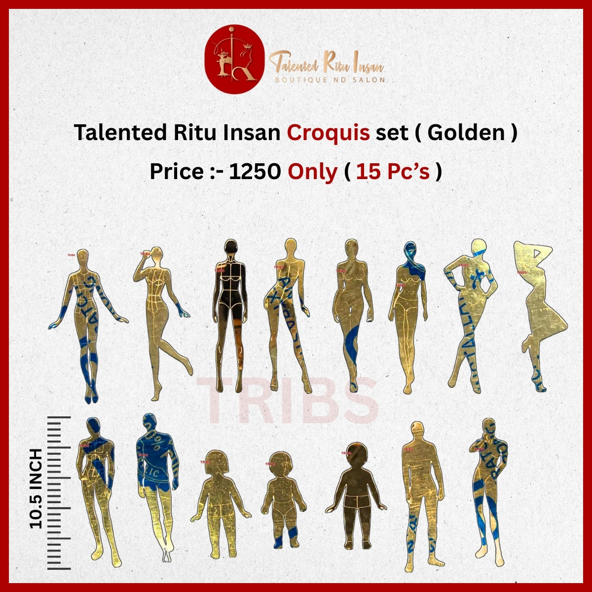 Talented Ritu Insan Croquis Set (Golden) – 15 Pieces