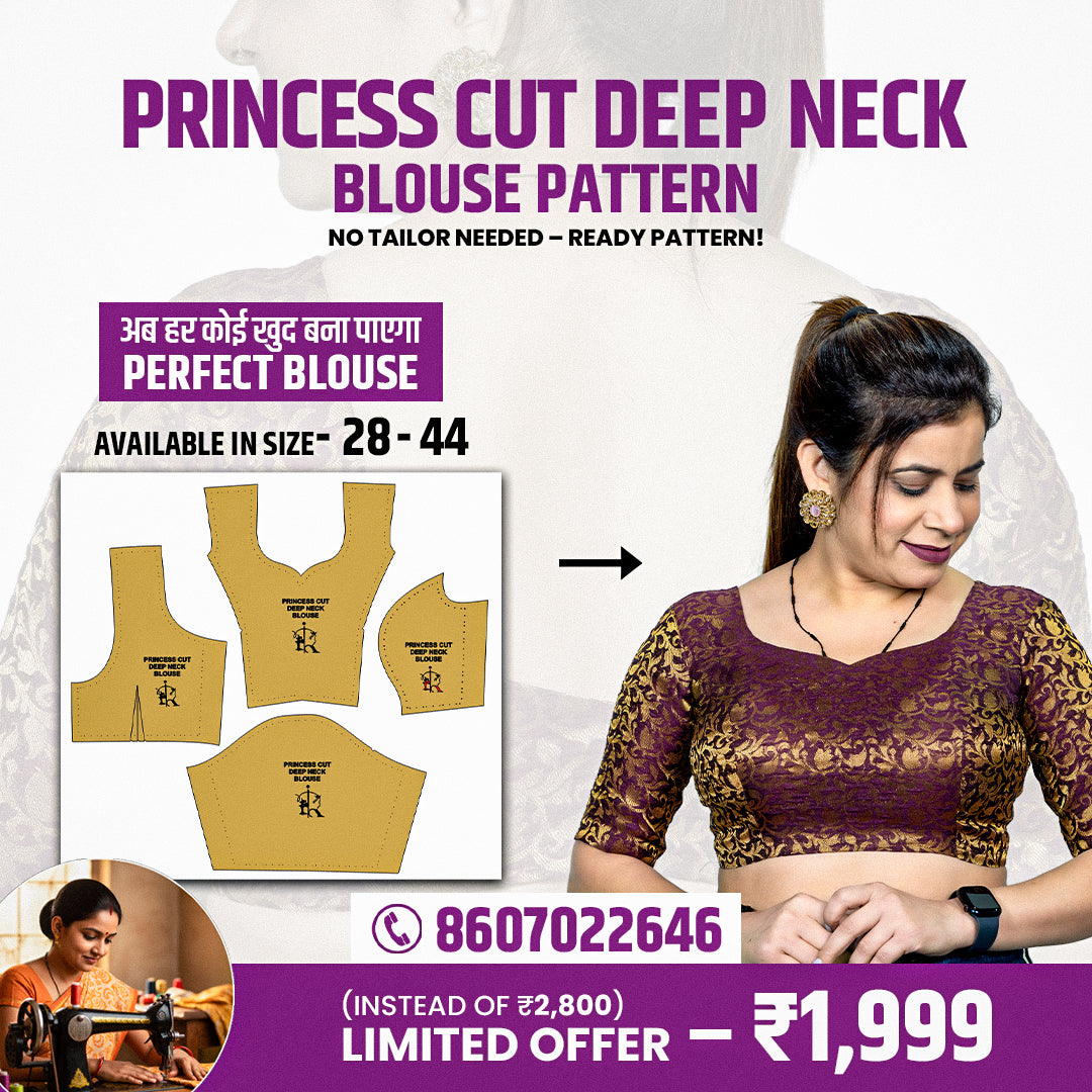 Princess Cut Deep Neck Blouse – Boutique No Salon Ready-to-Use Pattern