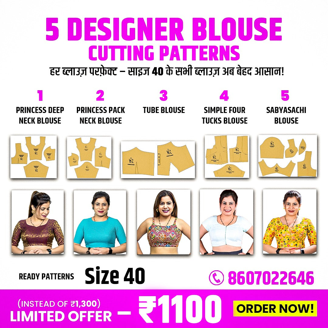 40 size, 5 Premium Blouse Patterns