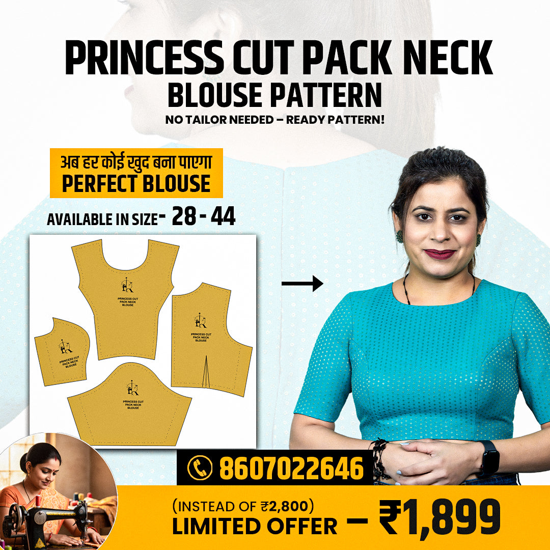 Princess Cut Pack Neck Blouse – Ready-to-Use Pattern