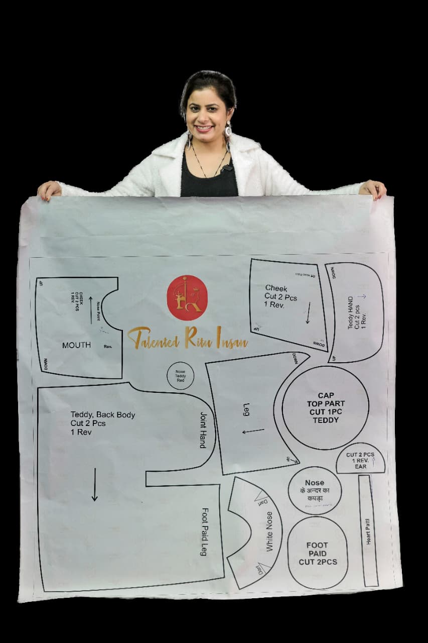 🧸 Teddy Bear Pattern – 3.5 Foot Size